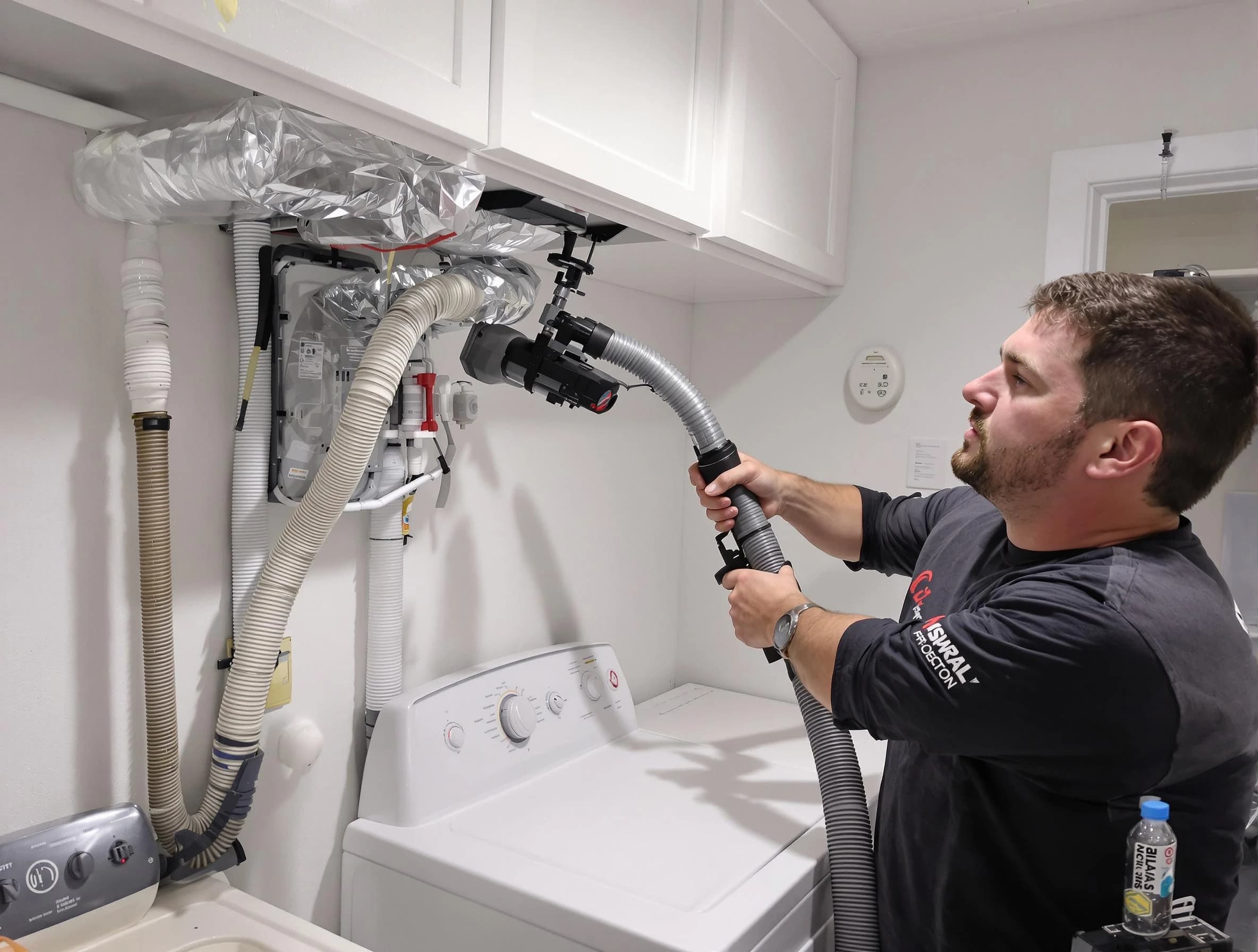 Salem Dryer Vent Cleaning certified technician performing safety-focused gas dryer vent cleaning in Salem